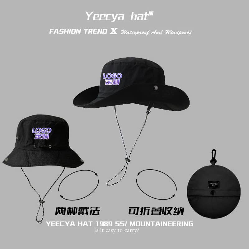 Foldable and waterproof - one hat, two wears - black