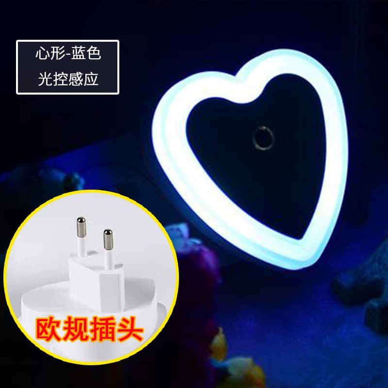 Light-controlled heart-shaped blue (european plug)