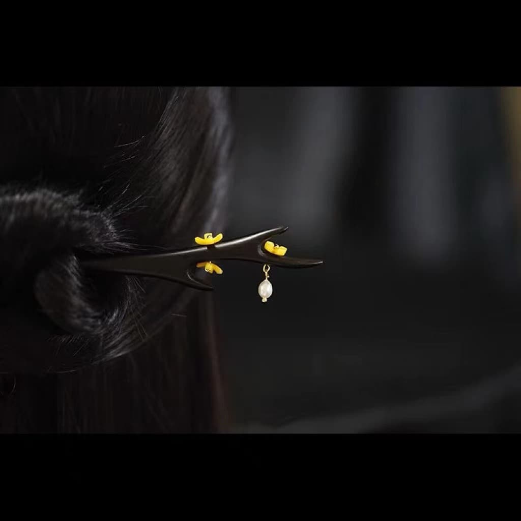 B78 Osmanthus antler hairpin [natural ebony]]