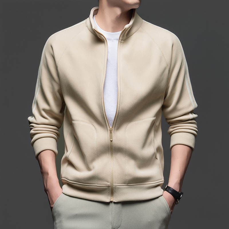 Men's Fleece Sweatshirt Cardigan Autumn and Winter Long-Sleeved Stand-Up Collar Zipper Shirt Fashionable Sports Polar Fleece Warm Trendyy Jacket 4