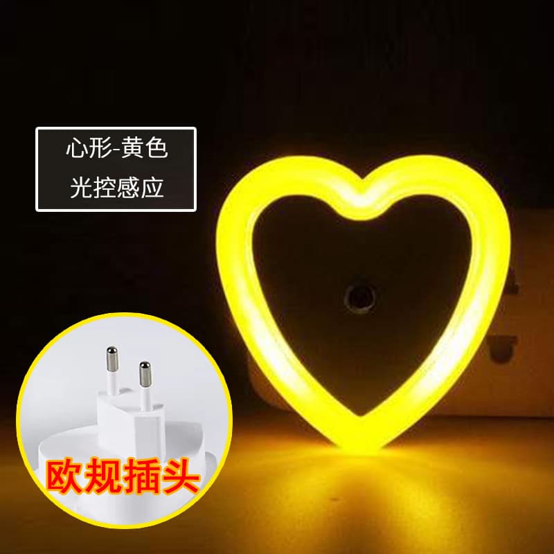 Light-controlled heart-shaped yellow (european plug)