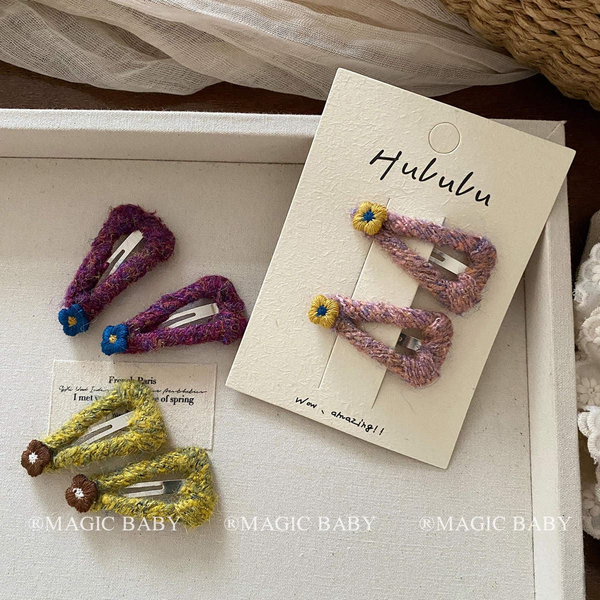 Korean Retro Plush Hair Clips for Girls, Autumn and Winter Triangular Hairpins, Children's Hair Accessories, Baby Bb Clips, Forehead Clips 3