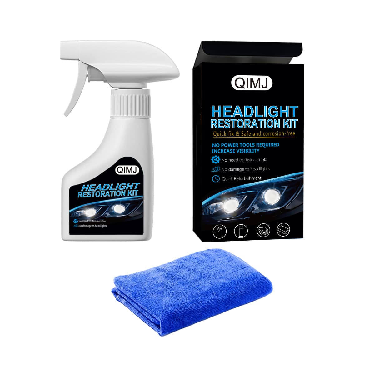 Headlight renovation fluid set
