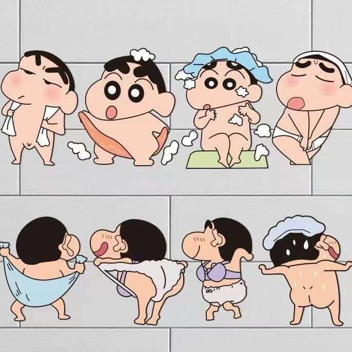 Crayon Shin-chan suya davamlı cizgi filmi divar/kafel stikerləri (hamam/tualet üçün) 1