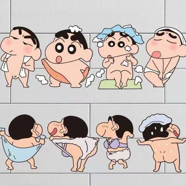Crayon Shin-chan suya davamlı cizgi filmi divar/kafel stikerləri (hamam/tualet üçün)