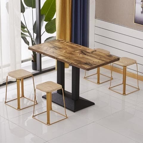 Military green retro old k table and four stools