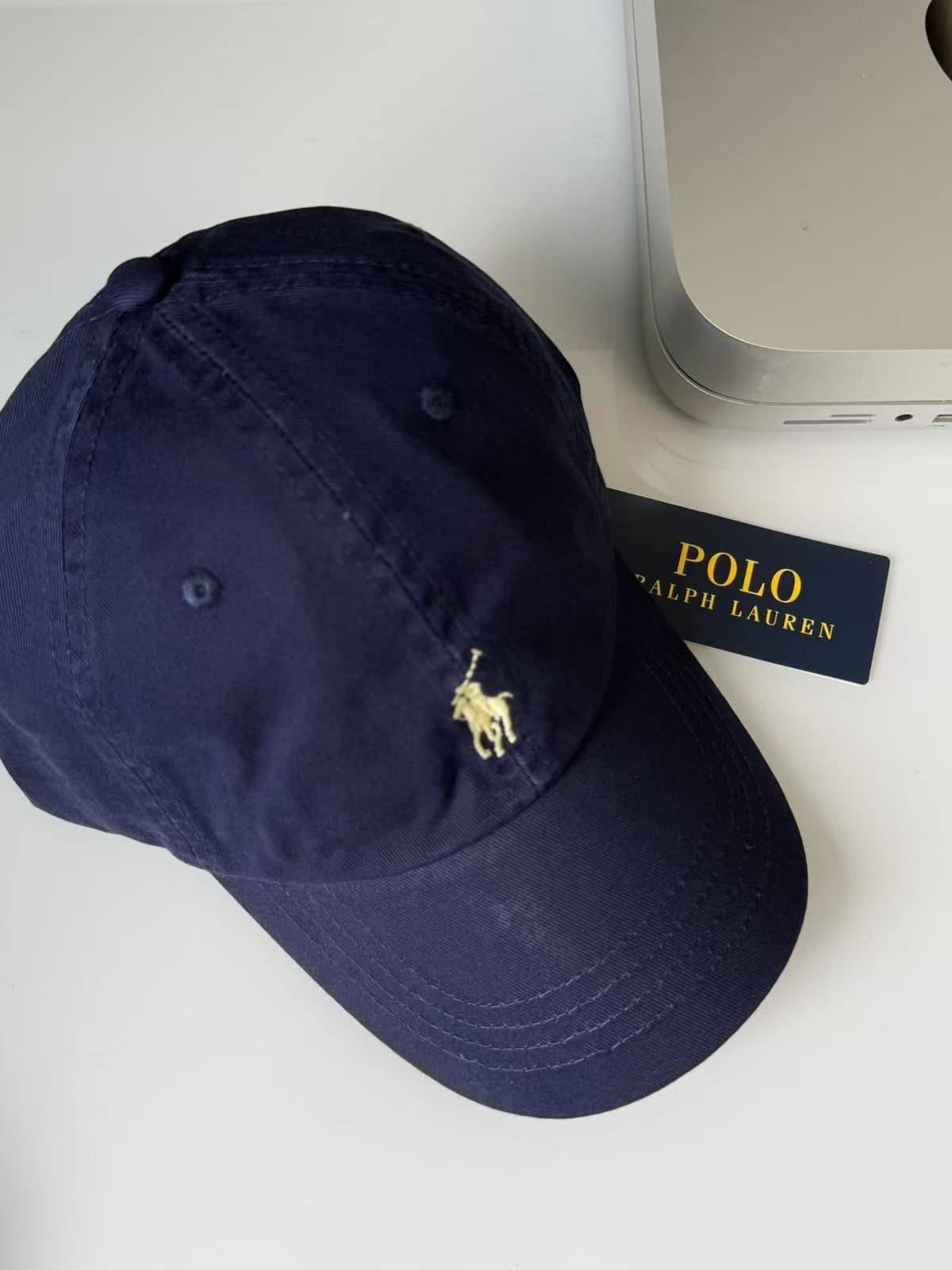 Navy blue yellow label