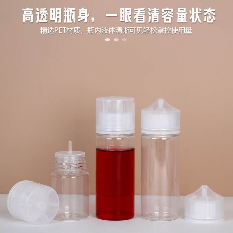 Wholesale 60Ml-120Ml Medicine Bottle with Press-Screw Cap, Sample Bottle with Pointed Cap, Flat Cap, Pet High Transparency Bottle, Environmentally Friendly 3