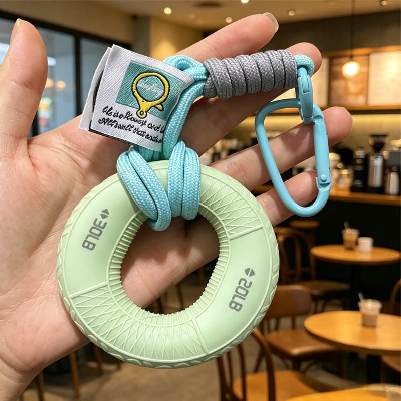 Green grip ring + buckle cloth label lanyard