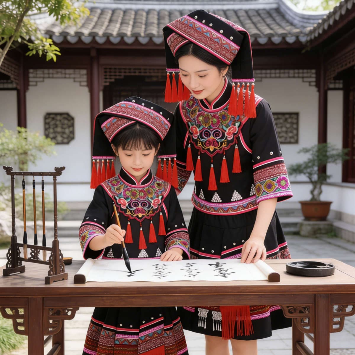 March 3Rd Ethnic Minority Clothing Parent-Child Outfits for Adults and Children, Guangxi Zhuang Ethnic Clothing, Yi Ethnic Clothing, Tujia Ethnic Clothing 4
