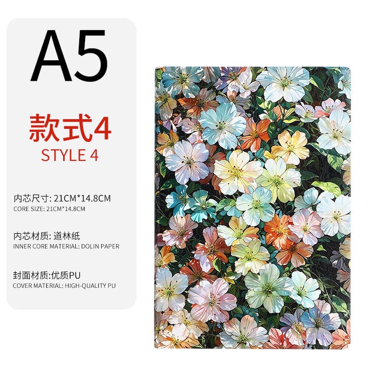 Green floral color printed a5 notepad