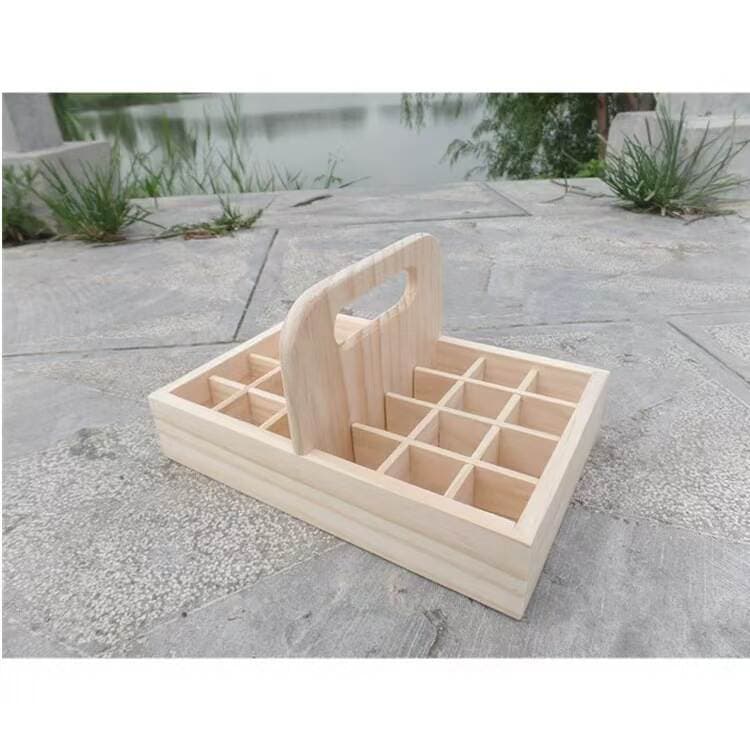 Wooden Essential Oil Box, Pine Wood Gift Storage, Solid Pine Wood 21-Compartment Portable Basket, Doterra Bottle Organizer Wooden Rack 3