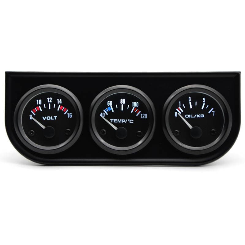Cross-border hot sale 2-inch 52MM modified car instrument black triple meter combination voltage water temperature C oil pressure KG 3