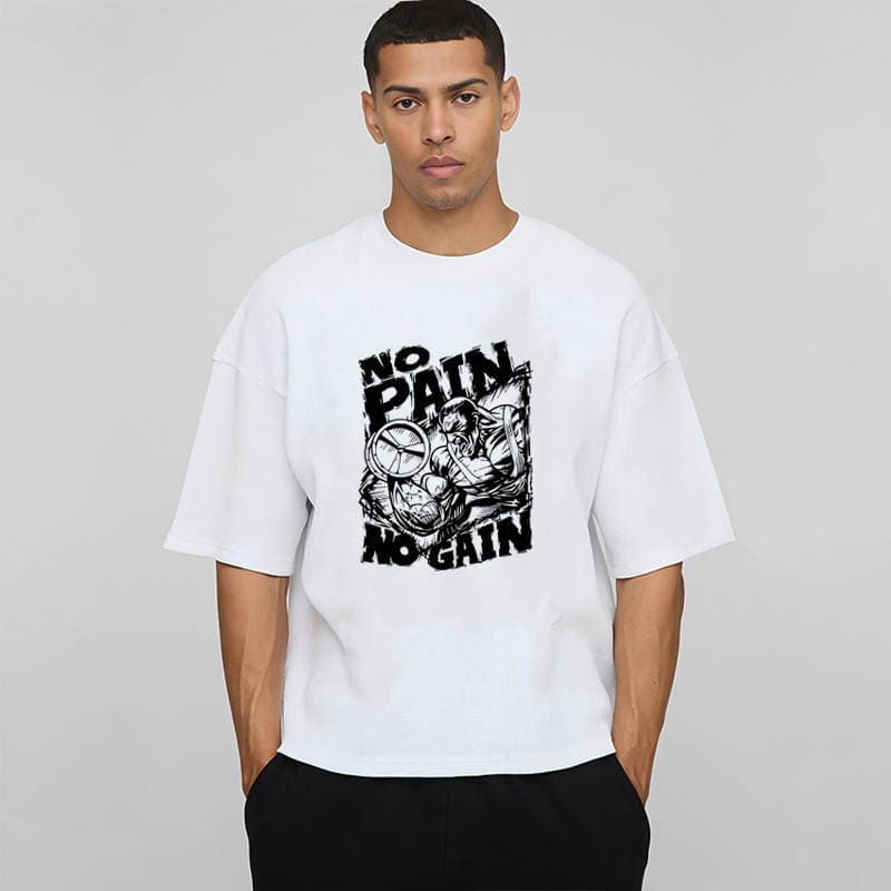 Kişilər üçün 240 qramlıq ağır pambıqdan, enli çiyinli, boş kəsimli, küçə üslublu qısaqol yay t-shirt. 1