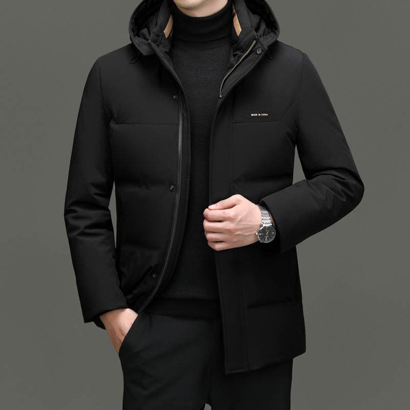 Fashionable Hooded down Jacket for Men, 2025 Winter New Style, Mid-Length Warm Casual Coat for Dad, Trendy 4