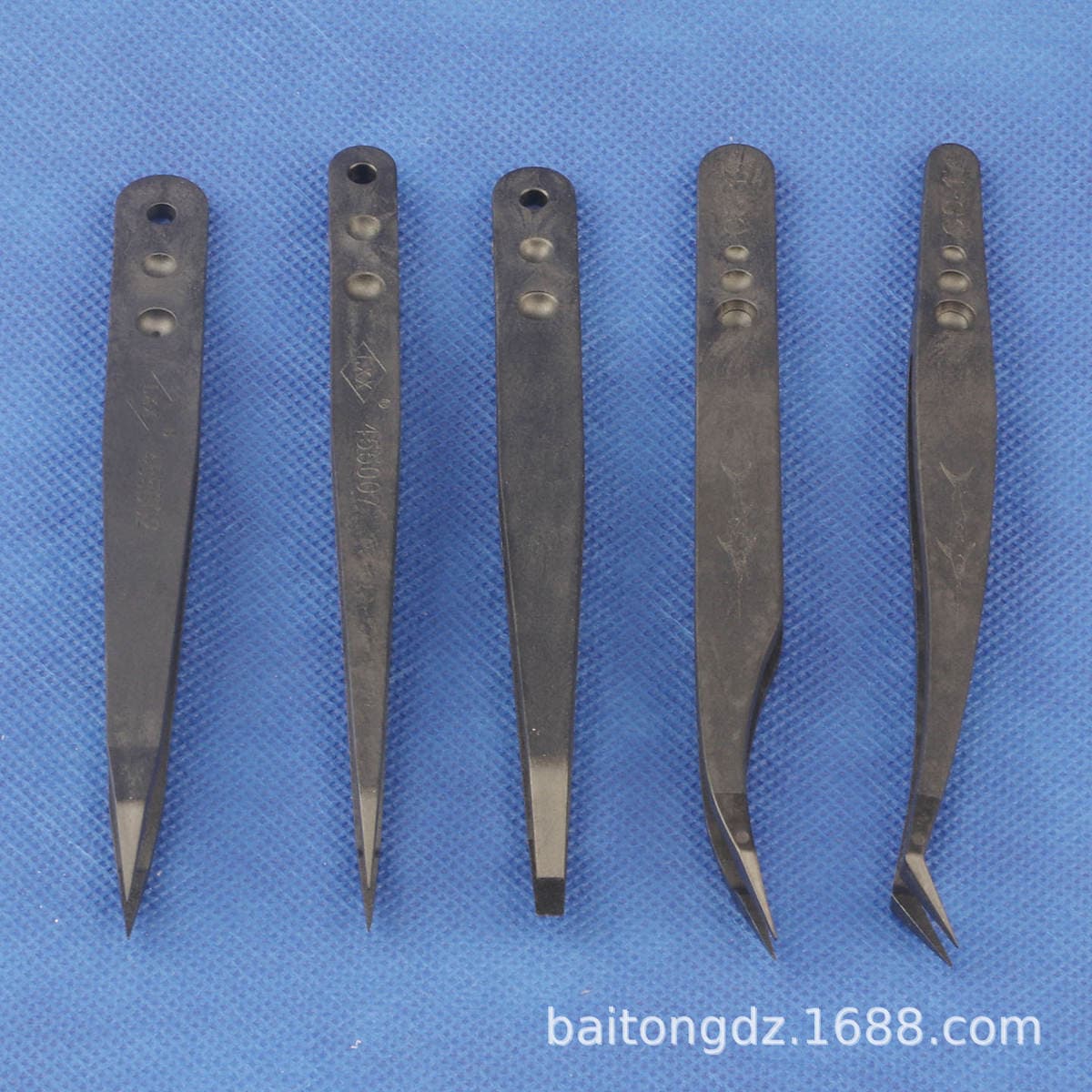 Qara antistatik karbon lifli plastik pinset, modellər 45502/05/07, CS-17, CS-19 1