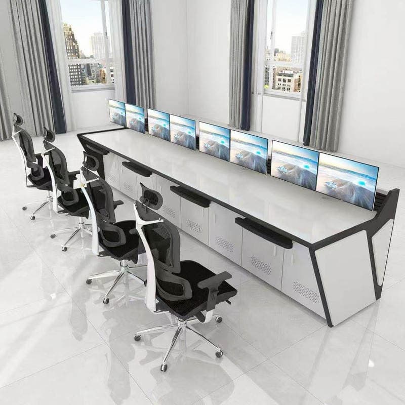 Enerji monitorinq mərkəzi dispetçer konsolu, təhlükəsizlik komanda iş masası (iki monitorlu) 4