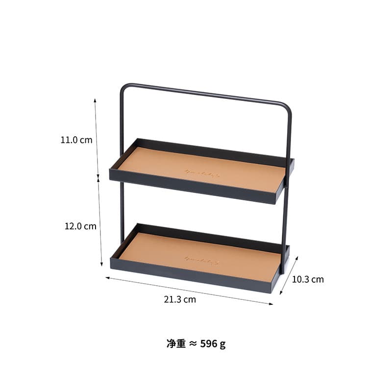 Double-layer leather - long & small - brown - embossed logo