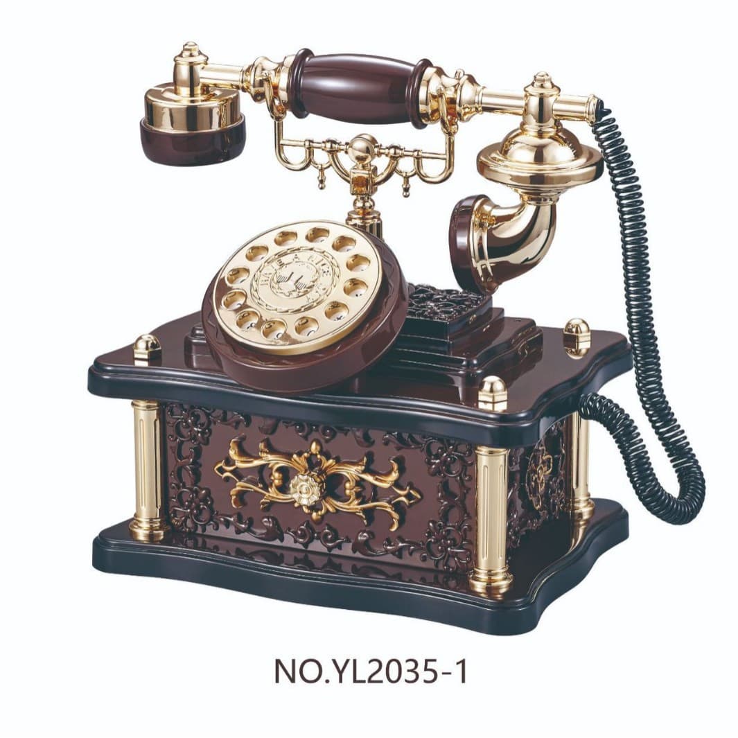 Square brown telephone music box 2035 [690g]