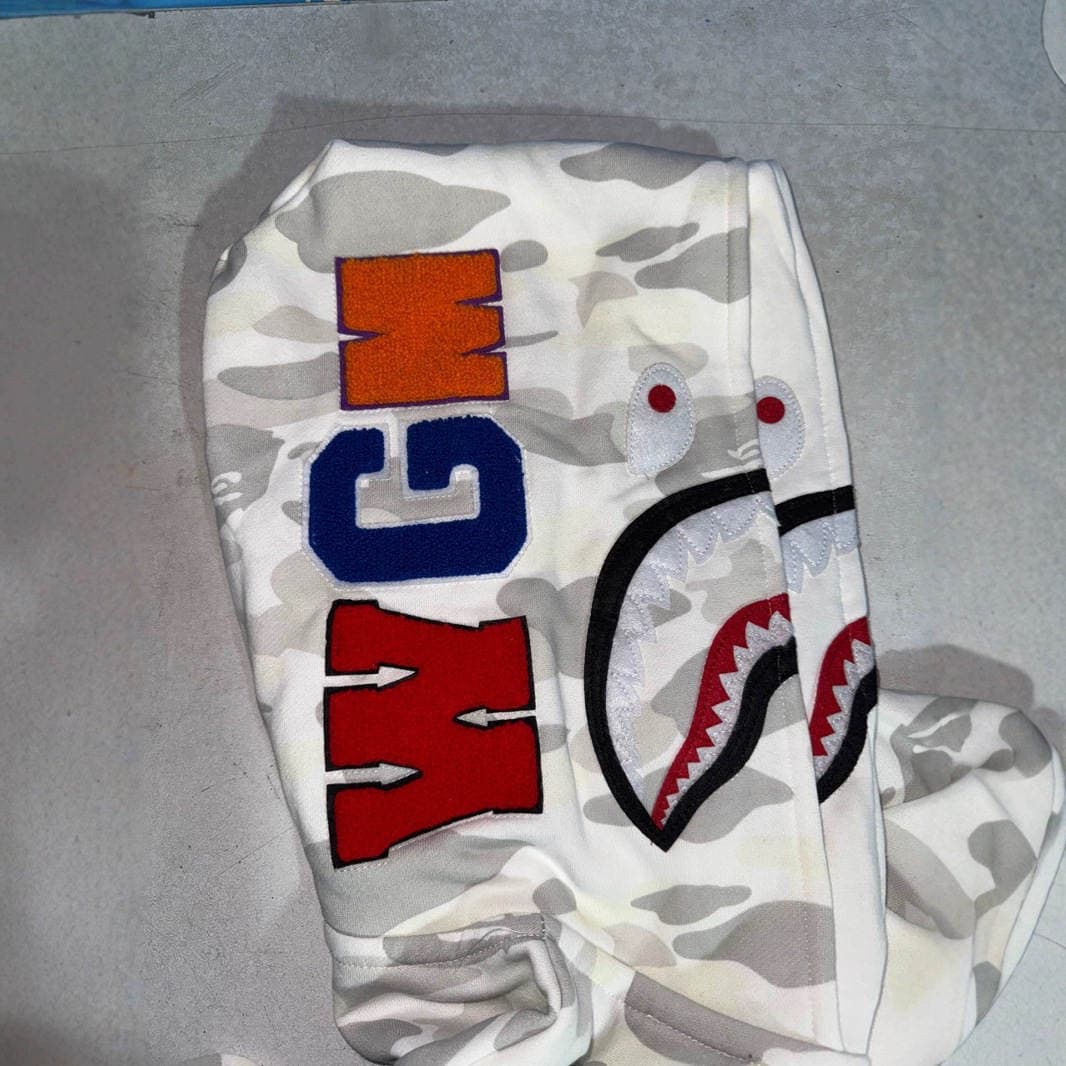 Bape Double Cap Cross-Border Wholesale New Shark Camouflage Pure Cotton Embroidered Simple Hooded Jacket 3