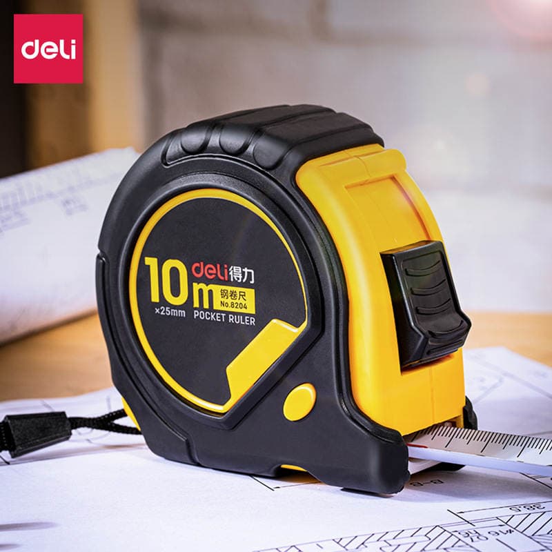 Deli 8204 Steel Tape Measure 10m Portable Multifunctional Woodworking Stainless Steel Tape Measure Double-Sided Wear-Resistant Measuring Ruler 1