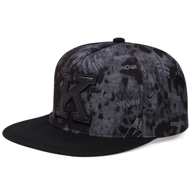 Black [k letter] flat brim