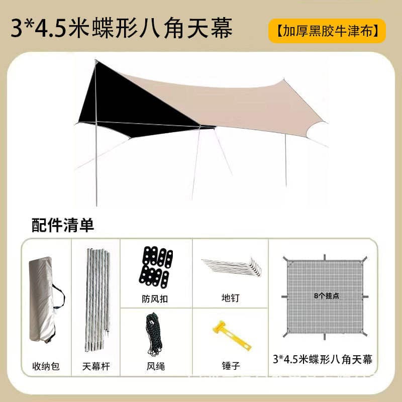 In-Stock Wholesale Vinyl Octagonal Canopy Tent for Outdoor Activities, Sunshade Tarp, Portable Thickened Camping Canopy 3