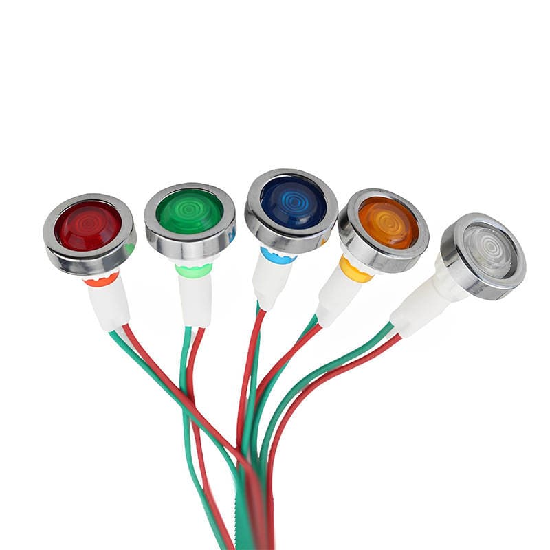 LED with line signal light power indicator DC12V 10mm red Green Yellow Blue White 3