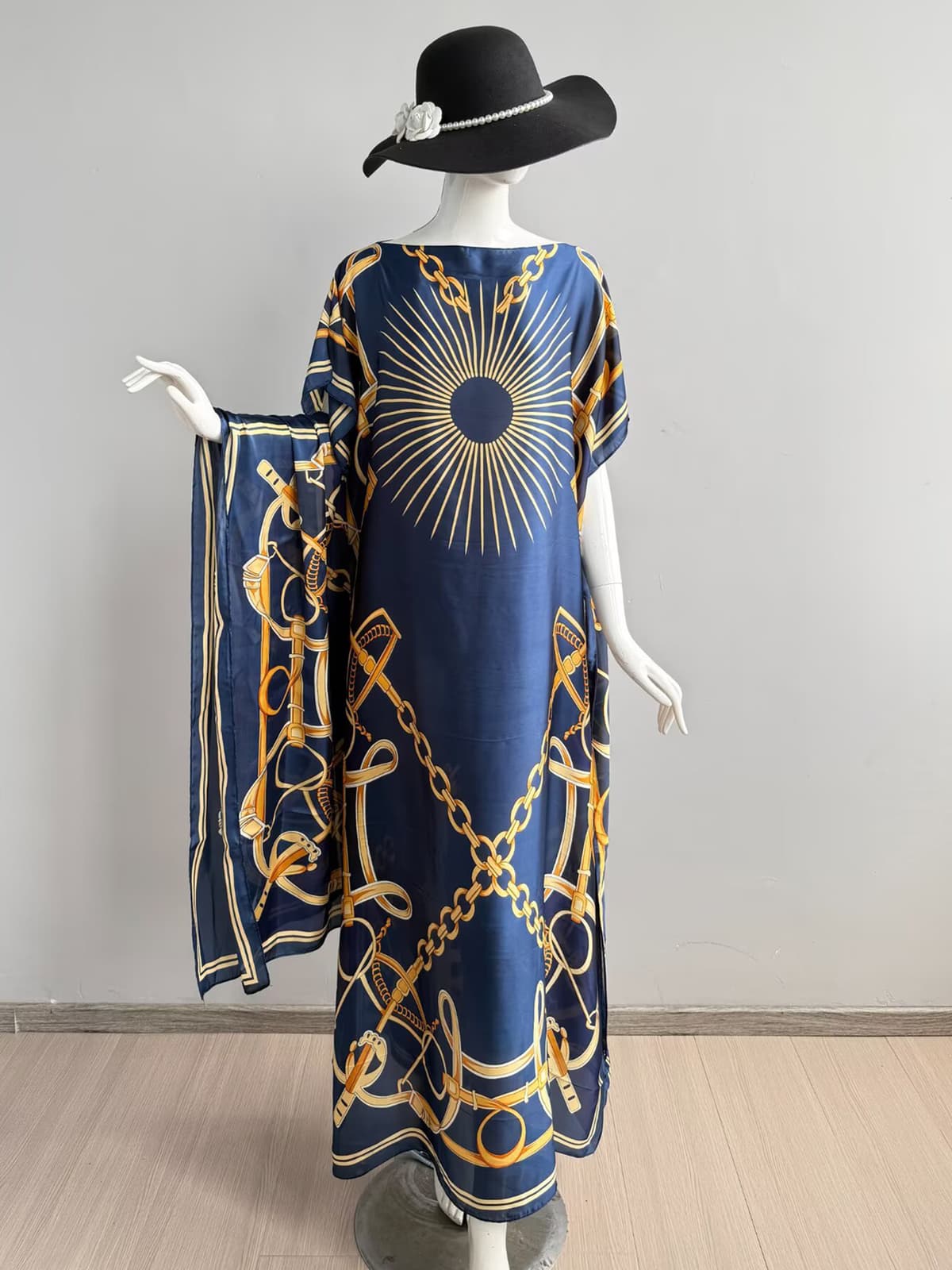 455-sunrise sailing-navy blue gold