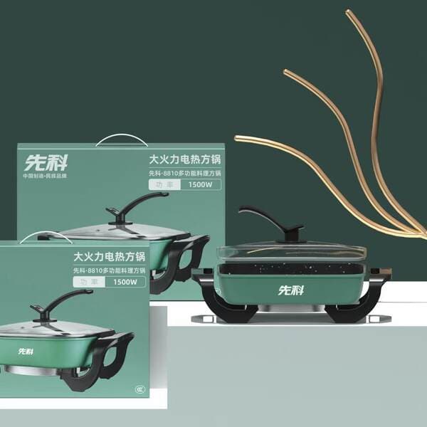 Summer New Korean-style square pot, multifunctional household electric hot pot, 32cm square electric hot pot, electric frying pan