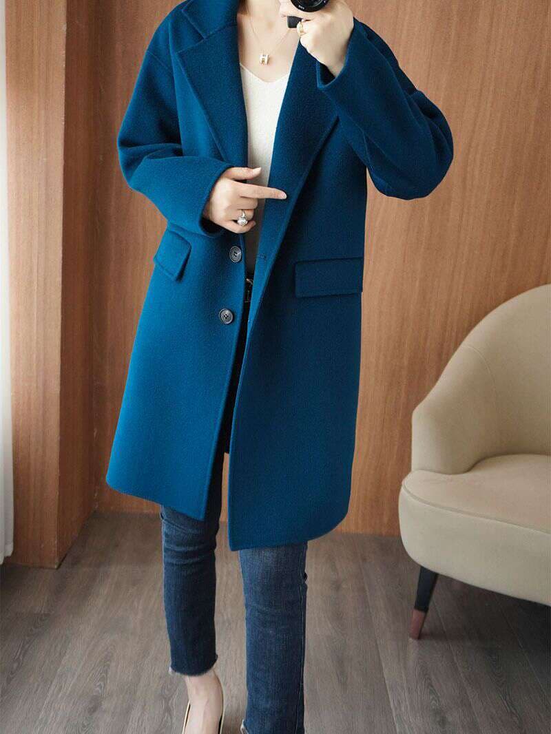 2023 autumn and winter New pure wool double-sided woolen coat coat slim fit mid-length suit collar temperament Woolen 3