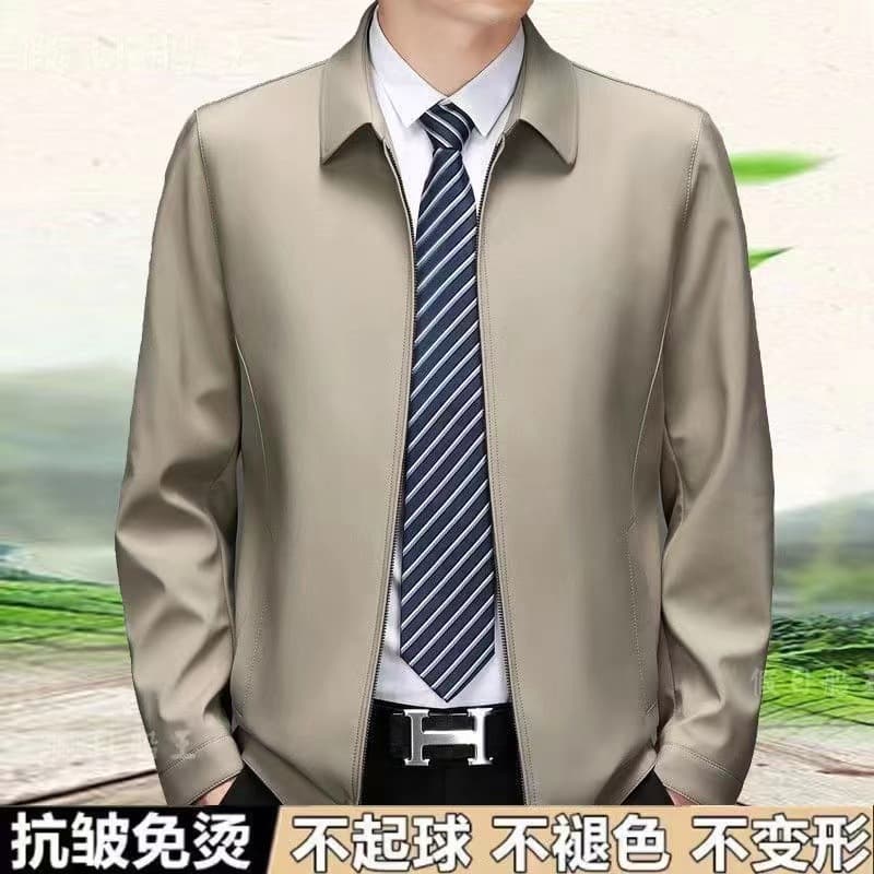 khaki lapel zipper thin