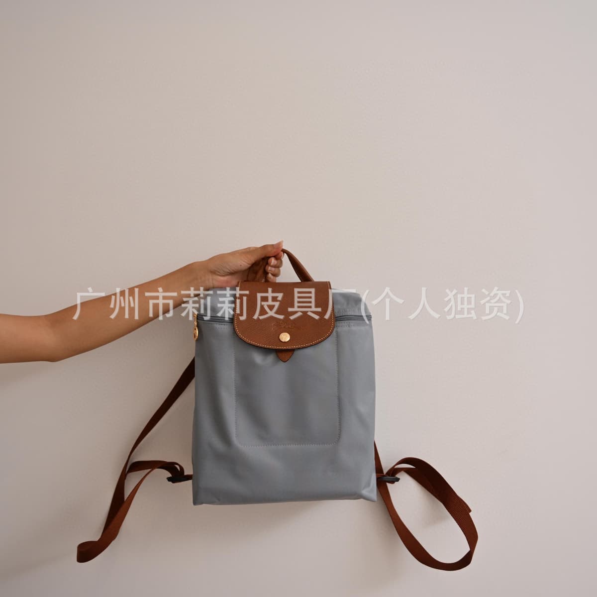 Original factory leather backpack - classic steel grey