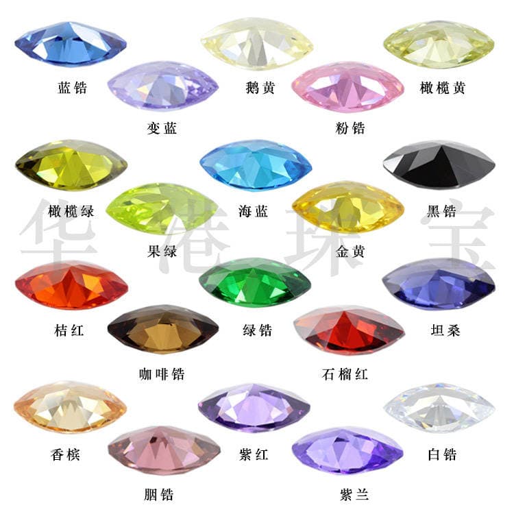 Huanggang Gemstone Markiz Formalı Rəngli Süni Sirkon (CZ) Çılpaq Daş (Üzük üçün) 2