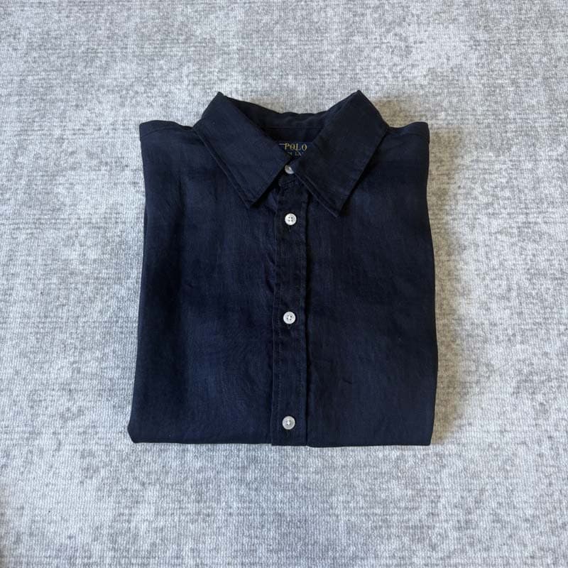 Navy blue and white label