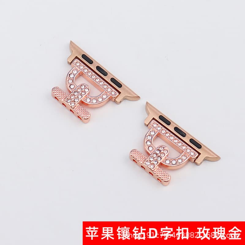 New diamond-studded beaded d-ring - rose gold