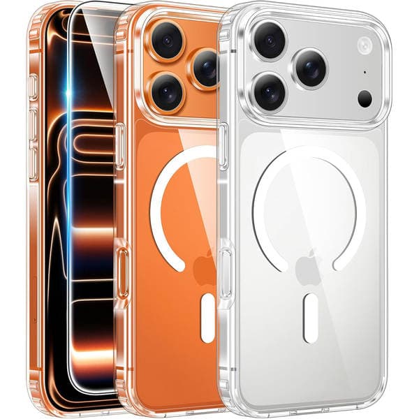 Suitable for Iphone17Promax Mobile Phone Case, Transparent Airbag Magnetic Protective Cover, Apple 16E Anti-Fall, Non-Yellowing 5