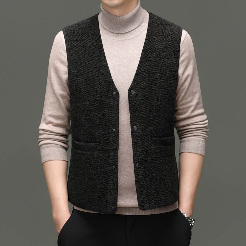 Winter New down Vest Men's Woolen Vest Casual Dad Wear Warm Solid Color White Goose down Vest 2