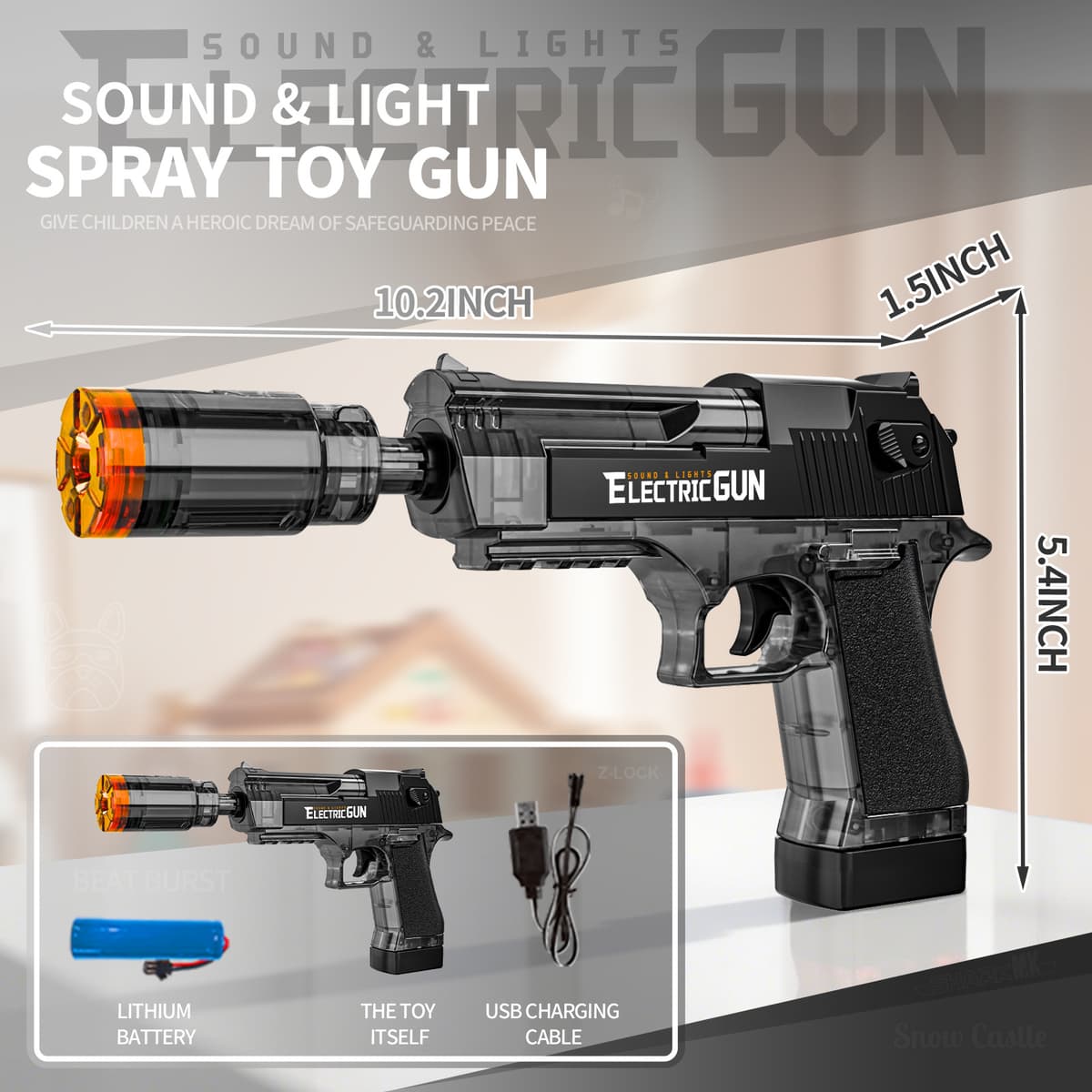 Desert eagle linkage spray version sound and light gun-transparent black (color box)