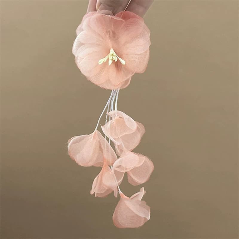 Light pink chiffon branched flower hairpin