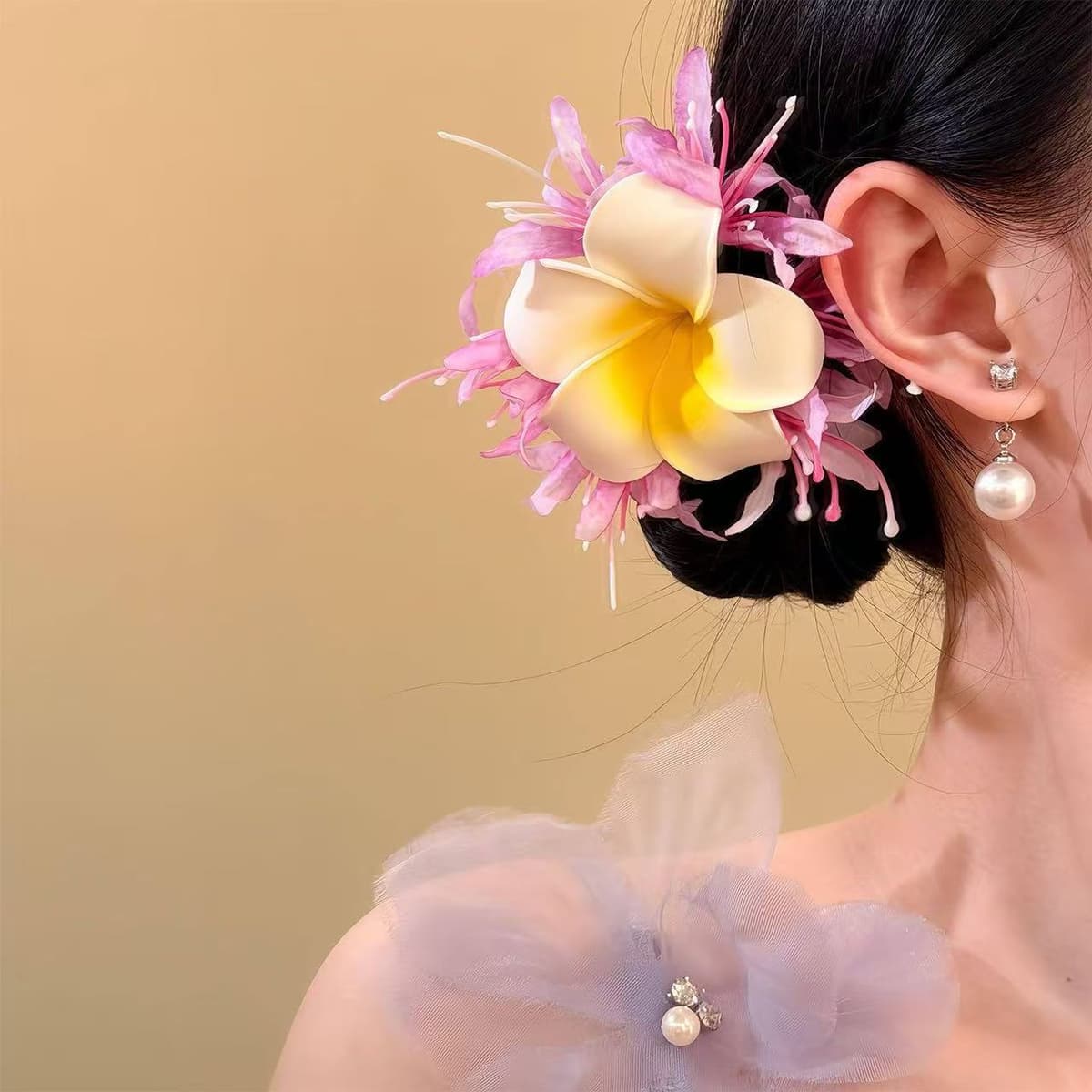 7325 bihan pin plumeria hairpin-purple