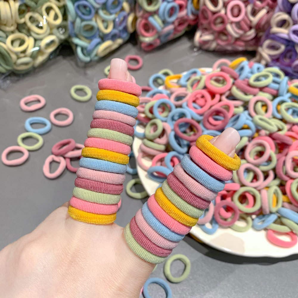 Children's Rubber Bands, Baby Hair Ties, 2cm Thumb-Sized Rings That Don'T Damage Hair, Towel Rings, Girls' Colorful Seamless Hair Ropes 4