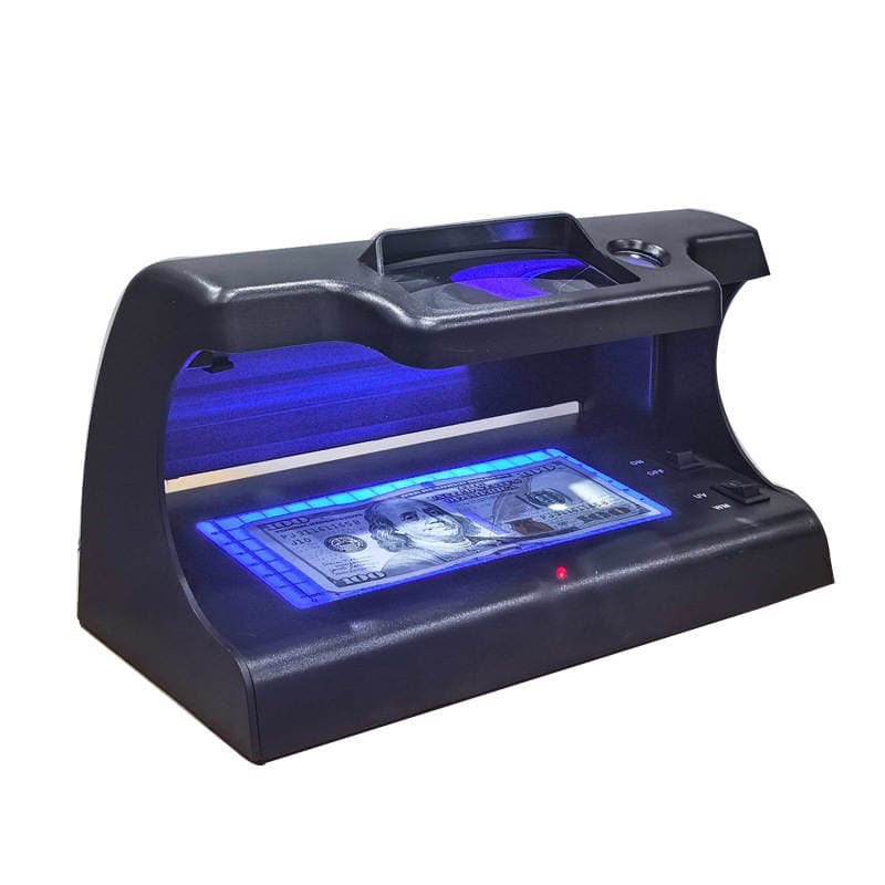Small Mini Desktop Money Detector, Battery-Powered Portable Uv Watermark Multi-Currency Fluorescent Light Money Detector 3