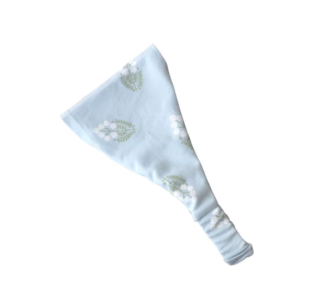 Purple myrtle flower blue headscarf (cotton wool single layer thin)