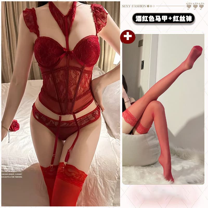 Burgundy + red stockings