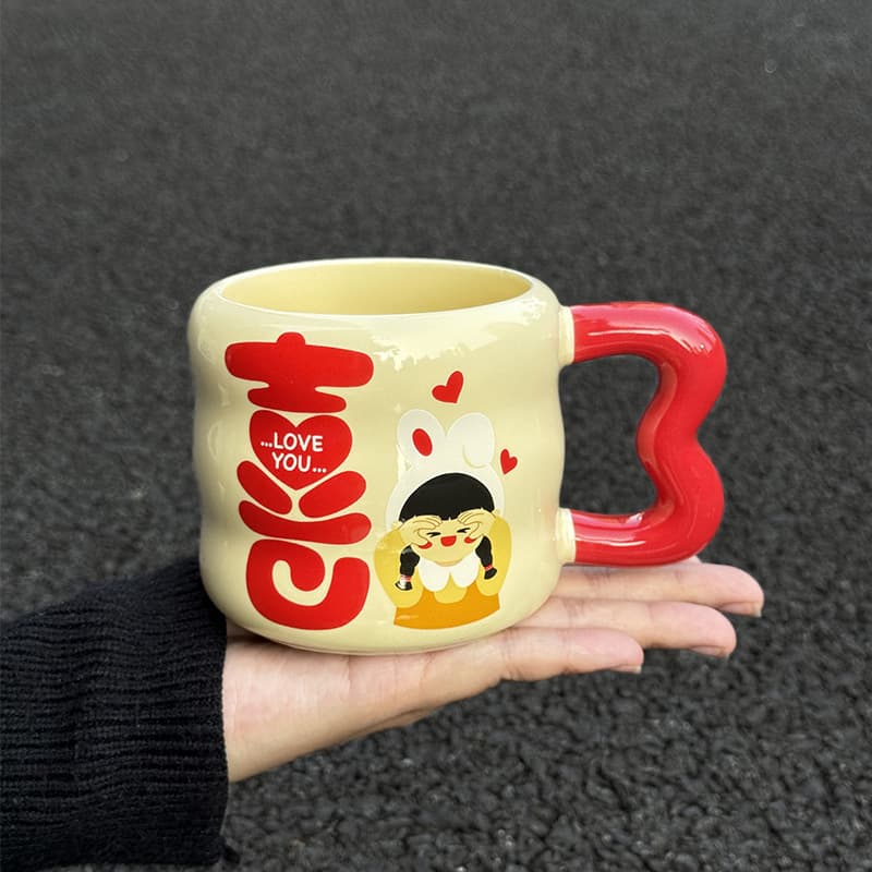 Happy word love girl-red (single cup)