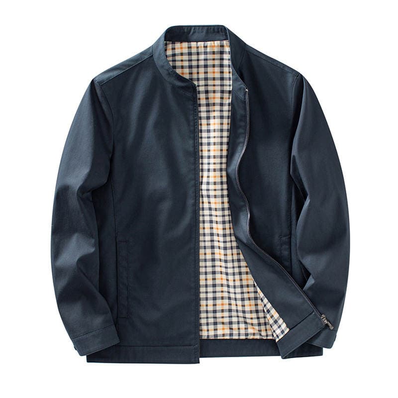 100% Pure Cotton High-End Business Spring Jacket for Middle-Aged and Elderly Men, Men's Lapel Jacket, Spring and Autumn Casual Top 3