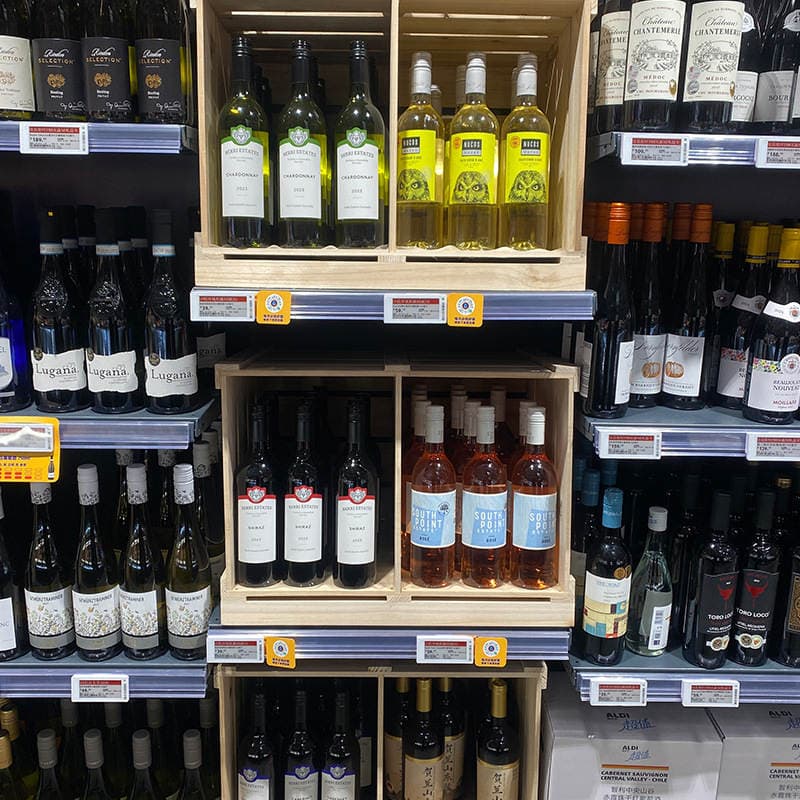 Aoleqi bərk ağac şərab rəfi, supermarket üçün, meyvə səbəti 3