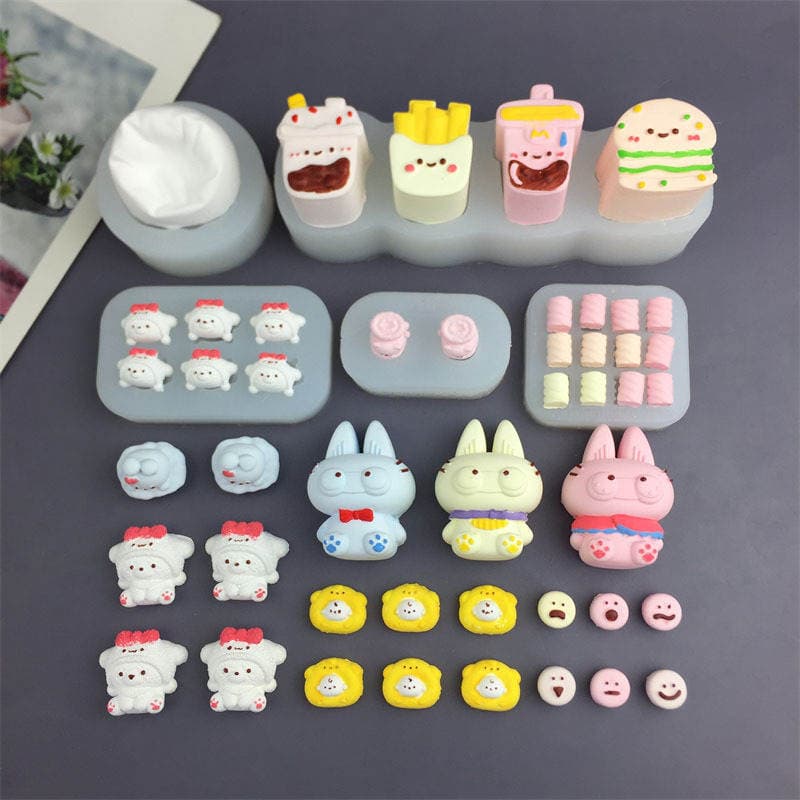 Bear Round Bean Expression Pig Slippers Marshmallow Small Nose Silicone Mold Fondant Cake Chocolate Drip Mold 1