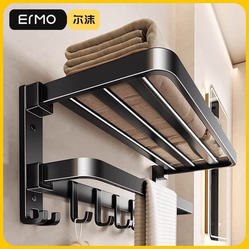 Toilet Storage Rack Punch-free Space Aluminum Towel Rack Toilet Bathroom Towel Rack Hotel Bathroom Hardware Pendant 1